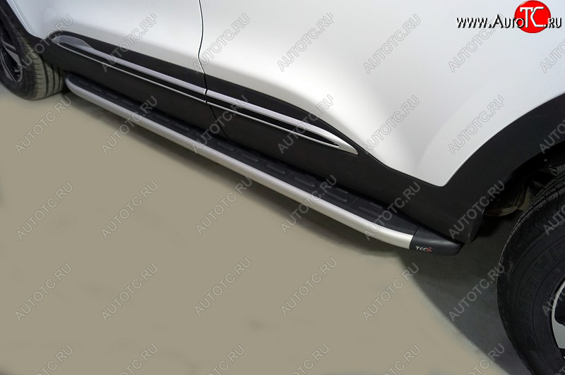20 599 р. Пороги алюминиевые с пластиковой накладкой ТСС Тюнинг  Chery Tiggo 4 Pro (2021-2025) (серые)  с доставкой в г. Керчь