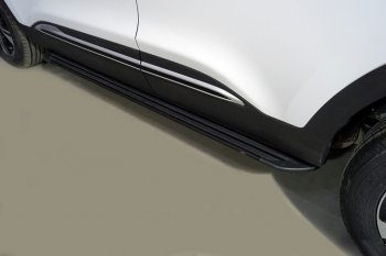 Пороги алюминиевые Slim Line ТСС Тюнинг Chery Tiggo 4 1-ый рестайлинг (2018-2023) (Black)