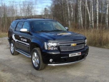 Защита переднего бампера овальная 75х42 мм ТСС тюнинг Chevrolet Tahoe K2UC (2014-2021) (нержавейка)