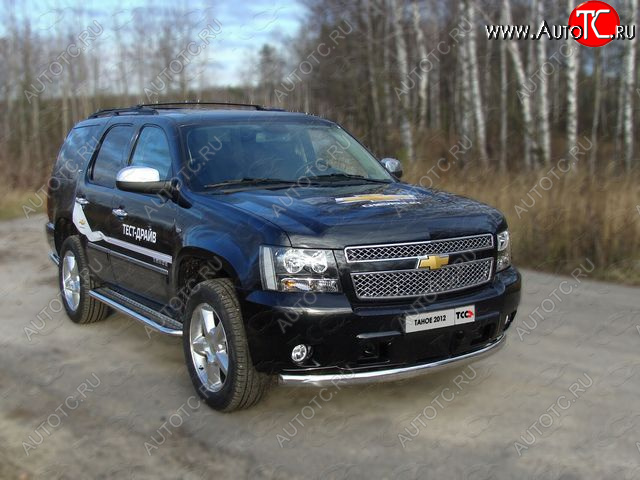 26 999 р. Защита переднего бампера овальная 75х42 мм ТСС тюнинг Chevrolet Tahoe GMT900 5 дв. (2006-2013) (нержавейка)  с доставкой в г. Керчь