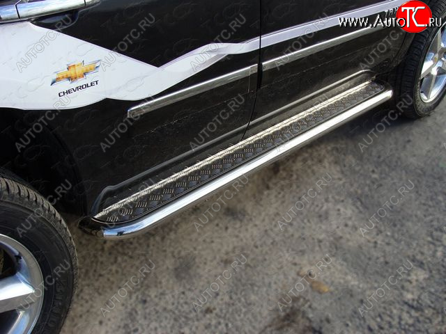 36 999 р. Пороги с площадкой 60,3 мм ТСС Тюнинг  Chevrolet Tahoe  GMT900 (2006-2013) 5 дв. (серые)  с доставкой в г. Керчь
