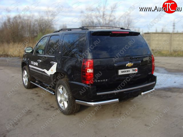 23 899 р. Защита задняя (уголки, нержавейка 75*42 мм) ТСС Тюнинг Chevrolet Tahoe K2UC (2014-2021)  с доставкой в г. Керчь