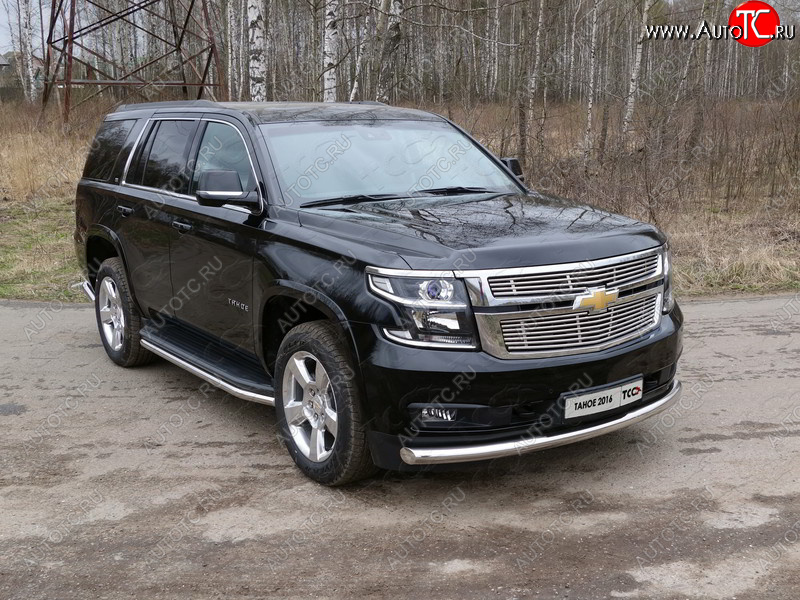 23 549 р. Защита переднего бампера нижняя 76,1 мм ТСС Тюнинг Chevrolet Tahoe GMT900 5 дв. (2006-2013) (нержавейка)  с доставкой в г. Керчь