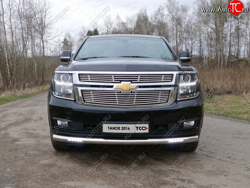 39 749 р. Защита переднего бампера нижняя с ДХО 76,1 мм ТСС Тюнинг Chevrolet Tahoe GMT900 5 дв. (2006-2013) (нержавейка)  с доставкой в г. Керчь