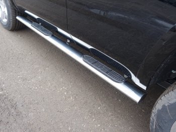 Пороги овальные с накладкой 120x60 мм ТСС Тюнинг Chevrolet Tahoe  K2UC (2014-2021) (серые)