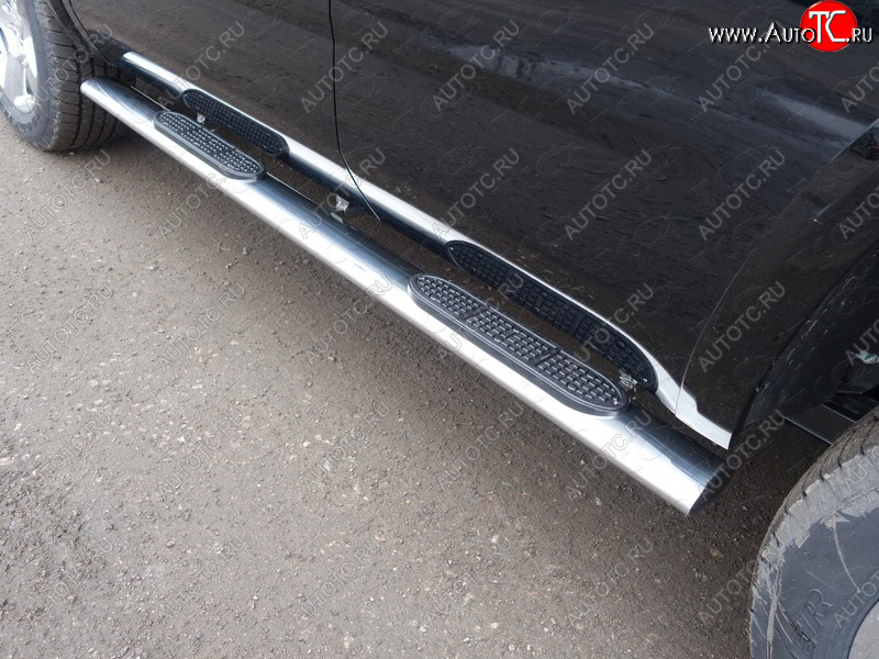 43 949 р. Пороги овальные с накладкой 120x60 мм ТСС Тюнинг Chevrolet Tahoe K2UC (2014-2021) (серые)  с доставкой в г. Керчь