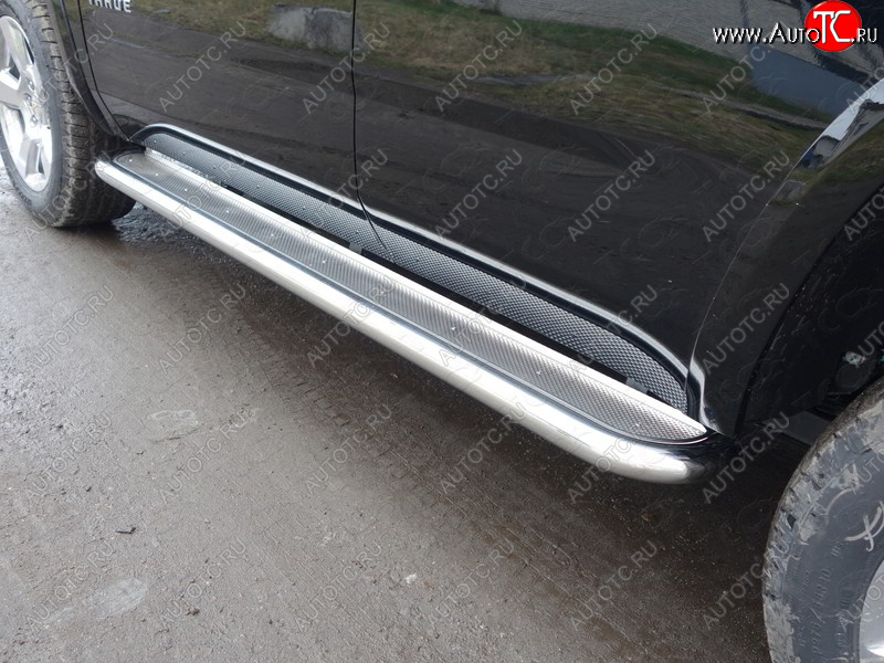 45 999 р. Пороги с площадкой 60,3 мм ТСС Тюнинг Chevrolet Tahoe K2UC (2014-2021) (нержавейка )  с доставкой в г. Керчь