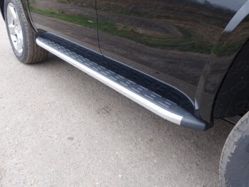 Пороги алюминиевые с пластиковой накладкой ТСС Тюнинг Chevrolet Tahoe  K2UC (2014-2021) (серые)