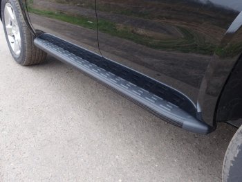 Пороги алюминиевые с пластиковой накладкой ТСС Тюнинг Chevrolet Tahoe  K2UC (2014-2021) (карбон черные)