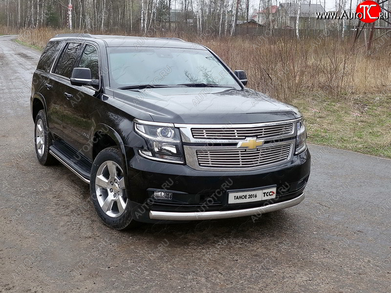 26 999 р. Защита переднего бампера нижняя овальная 75х42 мм ТСС Тюнинг Chevrolet Tahoe K2UC (2014-2021) (нержавейка)  с доставкой в г. Керчь