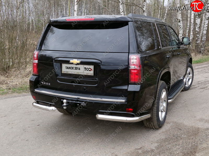 20 599 р. Защита задняя (уголки, нержавейка 76,1 мм) ТСС Тюнинг Chevrolet Tahoe K2UC (2014-2021)  с доставкой в г. Керчь
