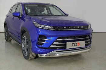 Защита переднего бампера нижняя овальная 75х42 мм ТСС Тюнинг EXEED LX 1-ый рестайлинг (2021-2025) (нержавейка)