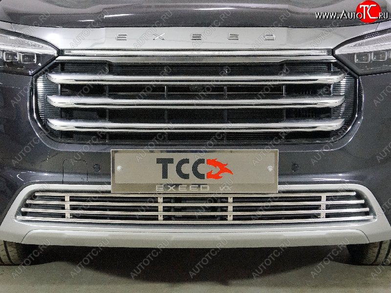 5 999 р. Декоративная вставка переднего бампера (без круиз-контроля) ТСС Тюнинг  EXEED VX (2020-2023) дорестайлинг (d 12 мм)  с доставкой в г. Керчь
