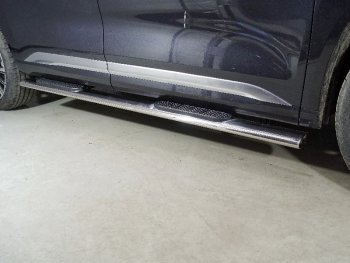 Пороги овальные с накладкой 120x60 мм ТСС Тюнинг EXEED VX (2020-2023) дорестайлинг (серые)