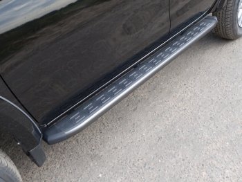 Пороги алюминиевые с пластиковой накладкой ТСС Тюнинг Fiat Fullback (2016-2018) (карбон серые)