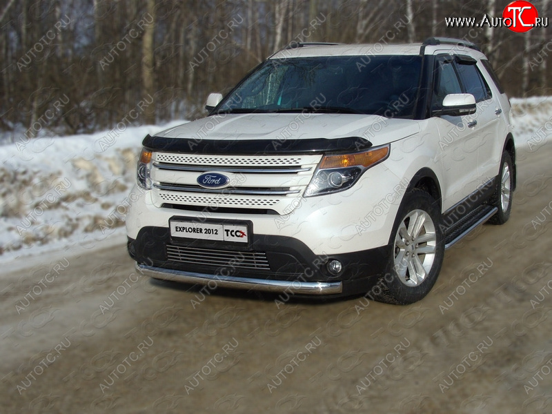 20 699 р. Защита переднего бампера кенгурин 75*42 мм ТСС Тюнинг  Ford Explorer  U502 (2010-2016) дорестайлинг (нержавейка)  с доставкой в г. Керчь