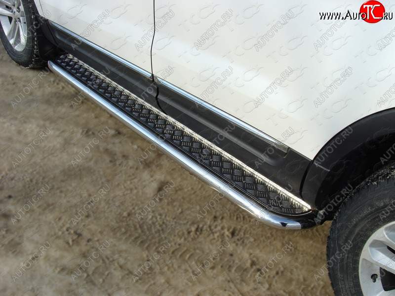 36 999 р. Пороги с площадкой 60,3 мм ТСС Тюнинг  Ford Explorer  U502 (2010-2016) дорестайлинг (серые)  с доставкой в г. Керчь