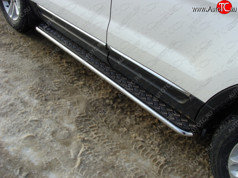 31 999 р. Пороги с площадкой 42,4 мм ТСС Тюнинг  Ford Explorer  U502 (2010-2016) дорестайлинг (серые)  с доставкой в г. Керчь