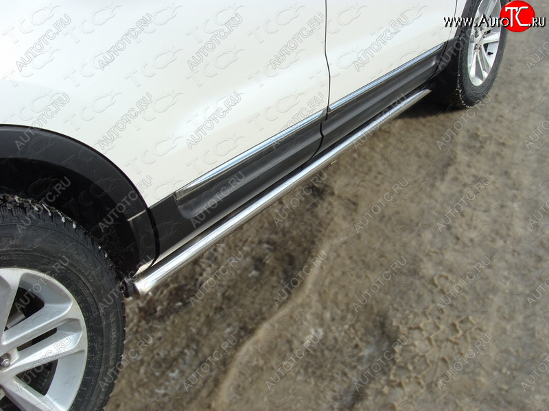 23 549 р. Защита порогов труба d60,3 мм ТСС Тюнинг Ford Explorer U502 дорестайлинг (2010-2016) (серые)  с доставкой в г. Керчь