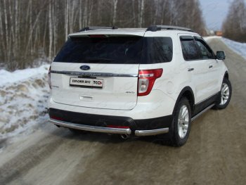 Защита задняя (уголки овальные, нержавейка 75х42 мм) ТСС Тюнинг Ford Explorer  U502 (2010-2016) дорестайлинг (уголки овальные)