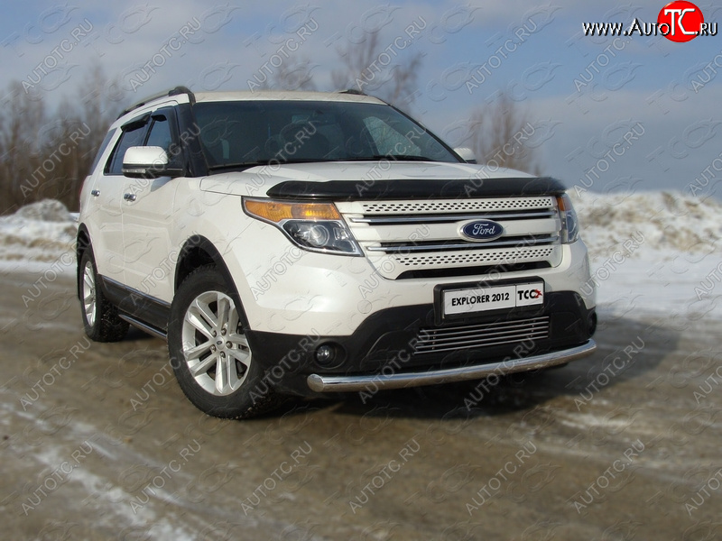20 599 р. Защита переднего бампера нижняя 76,1 мм ТСС Тюнинг  Ford Explorer  U502 (2010-2016) дорестайлинг (нержавейка)  с доставкой в г. Керчь