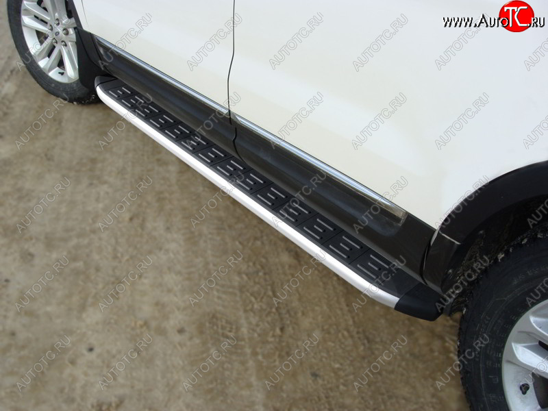 20 599 р. Пороги алюминиевые с пластиковой накладкой ТСС Тюнинг  Ford Explorer  U502 (2010-2016) дорестайлинг (серые)  с доставкой в г. Керчь