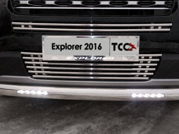 Декоративная вставка переднего бампера ТСС Тюнинг Ford Explorer  U502 (2015-2018) 1-ый рестайлинг, 5 дв. (d 16 мм)