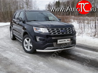 20 599 р. Защита переднего бампера нижняя 76,1 мм ТСС Тюнинг  Ford Explorer  U502 (2015-2018) 1-ый рестайлинг, 5 дв. (нержавейка)  с доставкой в г. Керчь