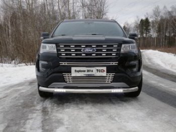 Защита переднего бампера нижняя с ДХО 76,1 мм ТСС Тюнинг Ford Explorer  U502 (2015-2018) 1-ый рестайлинг, 5 дв. (нержавейка)