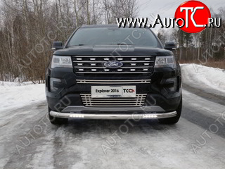 39 749 р. Защита переднего бампера нижняя с ДХО 76,1 мм ТСС Тюнинг  Ford Explorer  U502 (2015-2018) 1-ый рестайлинг, 5 дв. (нержавейка)  с доставкой в г. Керчь