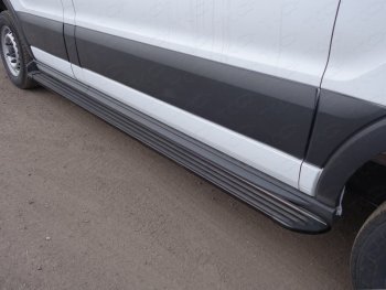 Порог левый алюминиевый Slim Line Black, ТСС Тюнинг Ford Transit Connect (2013-2018)