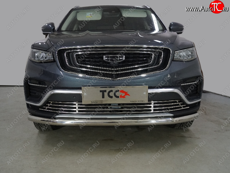 19 399 р. Защита переднего бампера нижняя d60,3 мм ТСС Тюнинг  Geely Atlas  NL3 (2016-2022) (нержавейка)  с доставкой в г. Керчь