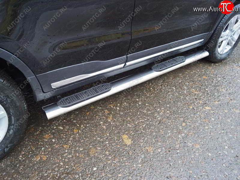 42 999 р. Пороги овальные (нержавейка 120x60 мм) ТСС Тюнинг  Geely Atlas  NL3 - Atlas Pro  NL3 (с накладкой)  с доставкой в г. Керчь