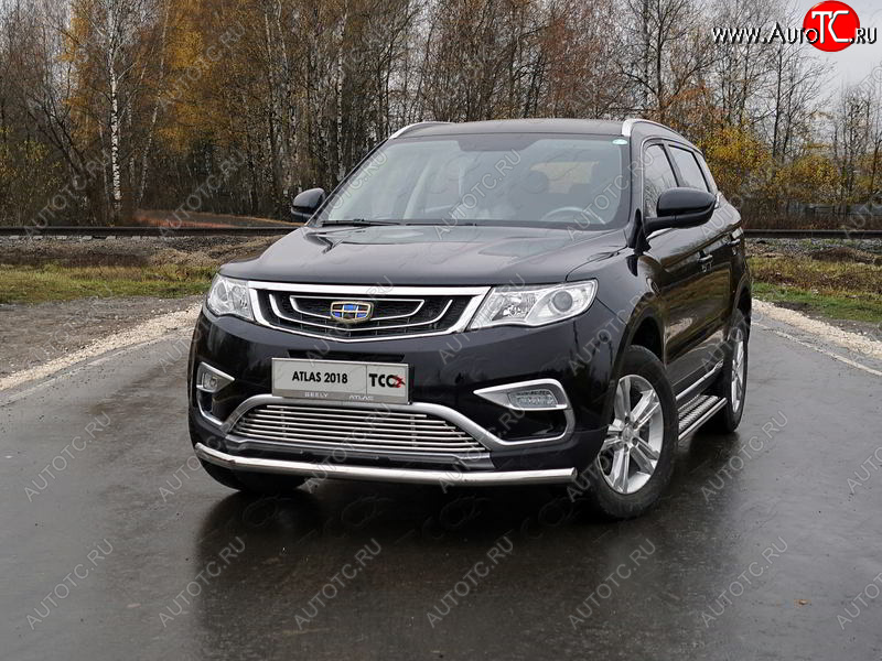 17 649 р. Защита переднего бампера нижняя d60,3 мм ТСС Тюнинг  Geely Atlas  NL3 (2016-2022) (нержавейка)  с доставкой в г. Керчь