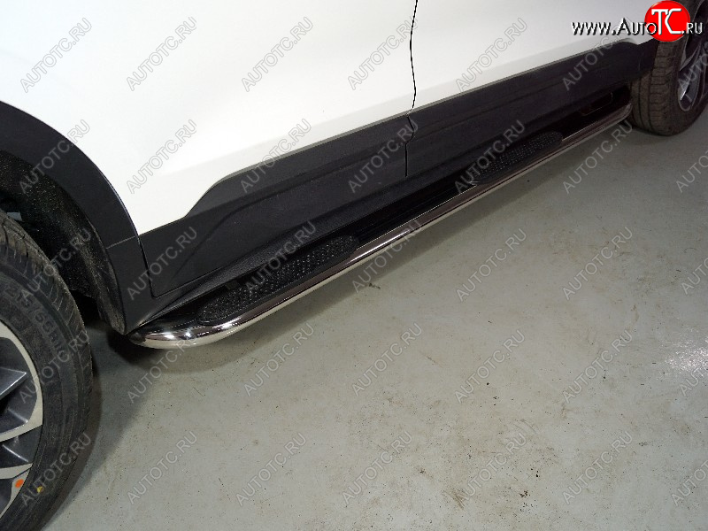 35 999 р. Пороги овальные гнутые с накладкой 75х42 мм ТСС Тюнинг  Geely Coolray  SX11 (2018-2023) дорестайлинг (серые)  с доставкой в г. Керчь