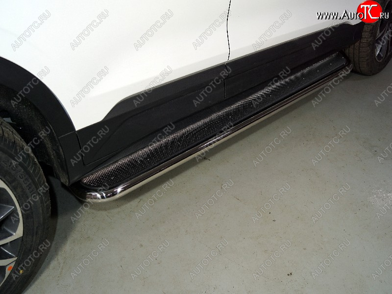 38 999 р. Пороги с площадкой 42,4 мм ТСС Тюнинг  Geely Coolray  SX11 (2018-2023) дорестайлинг (нержавейка)  с доставкой в г. Керчь
