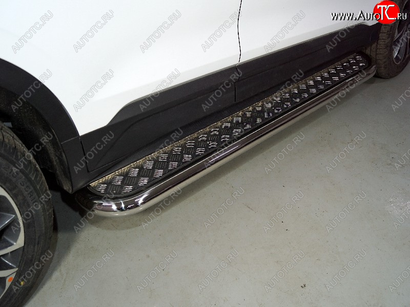 34 799 р. Пороги с площадкой 60,3 мм ТСС Тюнинг  Geely Coolray  SX11 (2018-2023) дорестайлинг (серые)  с доставкой в г. Керчь