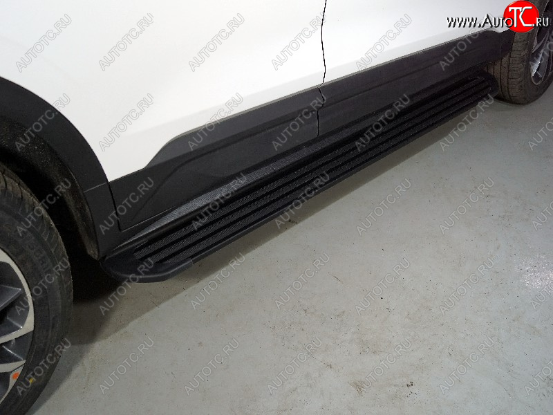 21 999 р. Пороги алюминиевые Slim Line ТСС Тюнинг  Geely Coolray  SX11 (2018-2023) дорестайлинг (Black)  с доставкой в г. Керчь