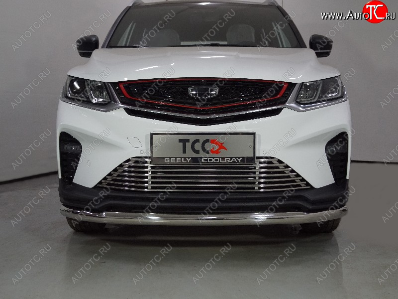 17 999 р. Защита переднего бампера нижняя d60,3 мм ТСС Тюнинг  Geely Coolray  SX11 (2018-2023) дорестайлинг (нержавейка)  с доставкой в г. Керчь