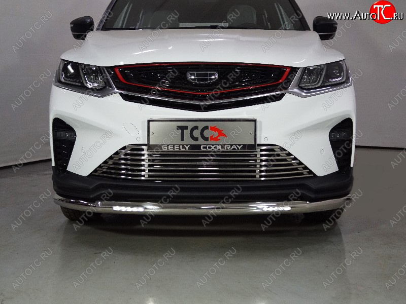 32 999 р. Защита переднего бампера нижняя с ДХО 60,3 мм ТСС Тюнинг  Geely Coolray  SX11 (2018-2023) дорестайлинг (нержавейка)  с доставкой в г. Керчь