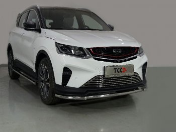 Защита переднего бампера нижняя 42,4 мм ТСС Тюнинг Geely Coolray SX11 дорестайлинг (2018-2023) (нержавейка)