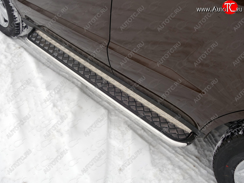 27 849 р. Пороги с площадкой 42,4 мм ТСС Тюнинг Geely Emgrand X7 дорестайлинг (2011-2015) (серые)  с доставкой в г. Керчь
