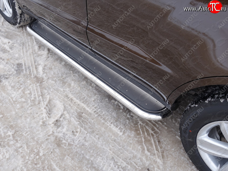 41 749 р. Пороги с площадкой 60,3 мм ТСС Тюнинг Geely Emgrand X7 дорестайлинг (2011-2015) (нержавейка)  с доставкой в г. Керчь