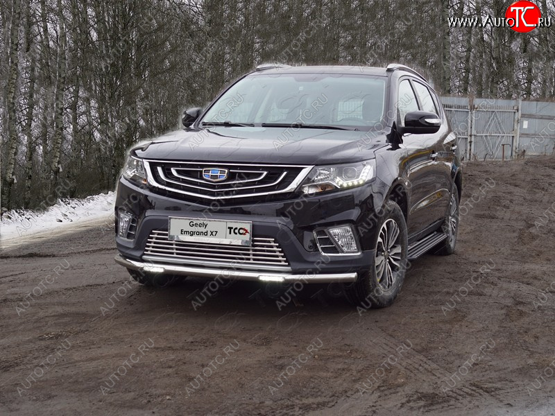 27 999 р. Защита переднего бампера нижняя с ДХО 60,3 мм ТСС Тюнинг  Geely Emgrand X7 (2019-2021) 2-ой рестайлинг (нержавейка)  с доставкой в г. Керчь
