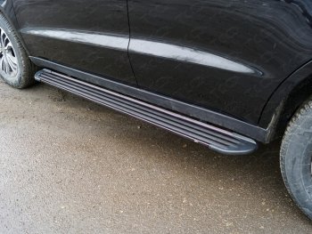Пороги алюминиевые Slim Line ТСС Тюнинг Geely Emgrand X7 (2015-2021) 1-ый рестайлинг, 2-ой рестайлинг (Black)