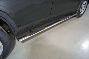 Пороги овальные с накладкой 75*42 мм ТСС Тюнинг Haval Dargo (2022-2025) (серые)