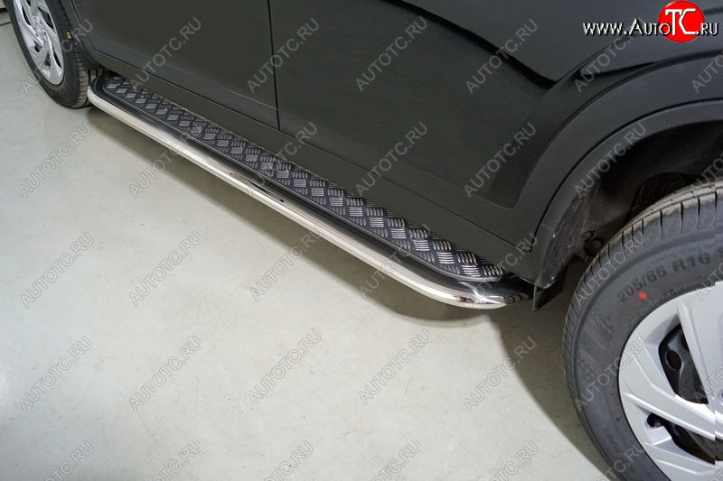 38 649 р. Пороги с площадкой 75х42 мм ТСС Тюнинг  Haval Dargo (2022-2025) (серые)  с доставкой в г. Керчь