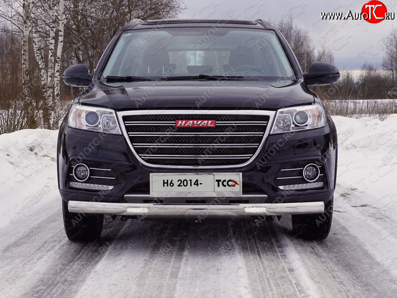 38 999 р. Защита передняя нижняя овальная с ДХО 75х42 мм ТСС Тюнинг  Haval H6 (2013-2020) (нержавейка)  с доставкой в г. Керчь