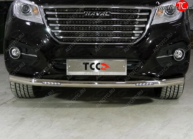 35 999 р. Защита переднего бампера нижняя с ДХО 76,1 мм ТСС Тюнинг Haval H9 1-ый рестайлинг (2017-2019) (нержавейка)  с доставкой в г. Керчь