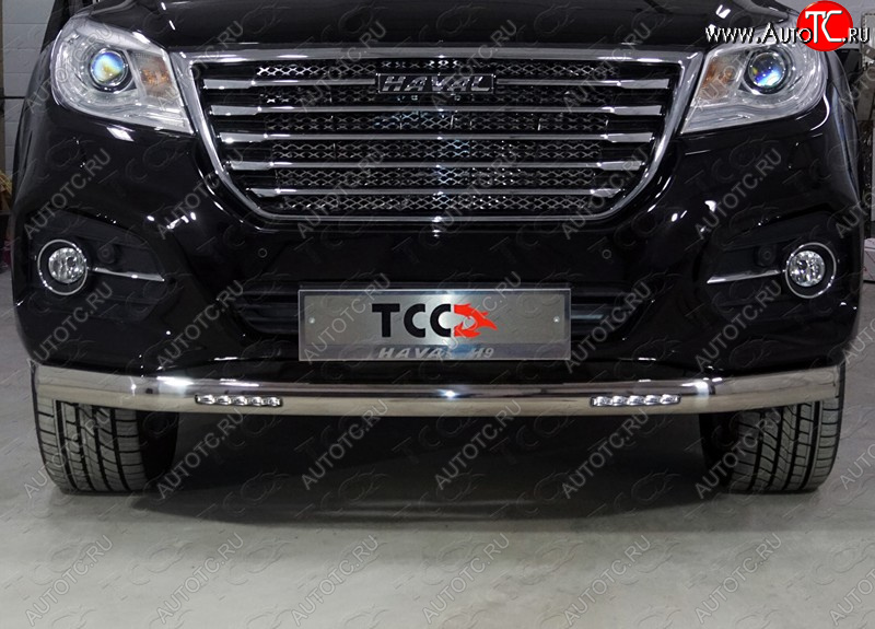 39 999 р. Защита передняя нижняя овальная с ДХО 75х42 мм ТСС Тюнинг Haval H9 1-ый рестайлинг (2017-2019) (нержавейка)  с доставкой в г. Керчь